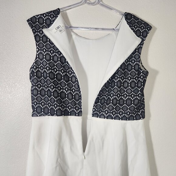 Cato Black White A Line Dress Sleeveless Midi Lace Flawed Size 12 - Picture 11 of 14